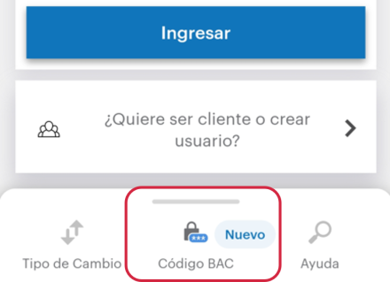 Código BAC en Banca Móvil