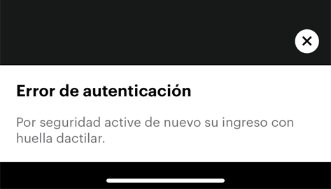 Error de autenticación ingreso por huella